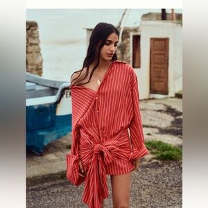 Red Striped Button-Up Dress